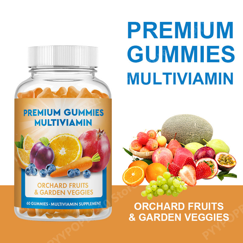 Multivitamin Gummy Adult - 毎日のマルチビタミン グミ 60粒入り 天然ブレンド 果樹園の果物と庭の野菜配合 男女兼用