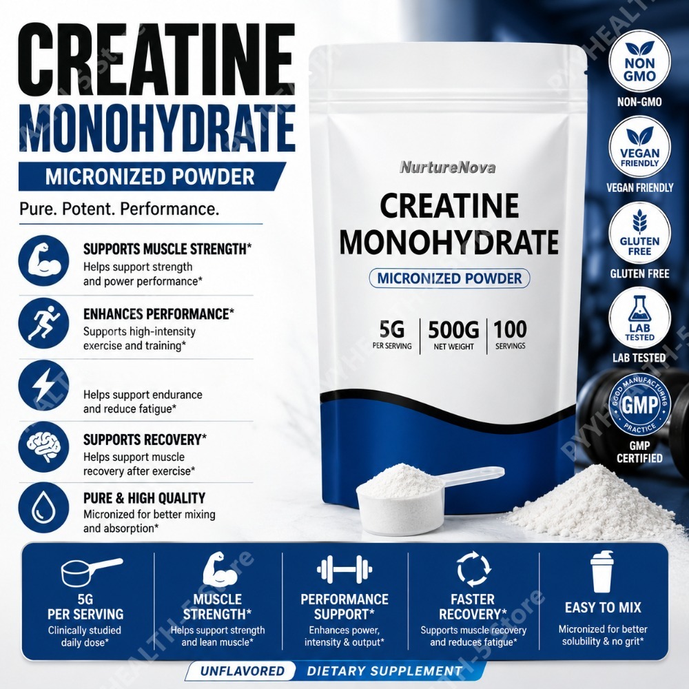 Creatine Monohydrate Powder - 微粉化クレアチンモノハイドレートパウダー 500g、100回分、5gスクープ、男性と女性のためのスポーツ栄養補助食品