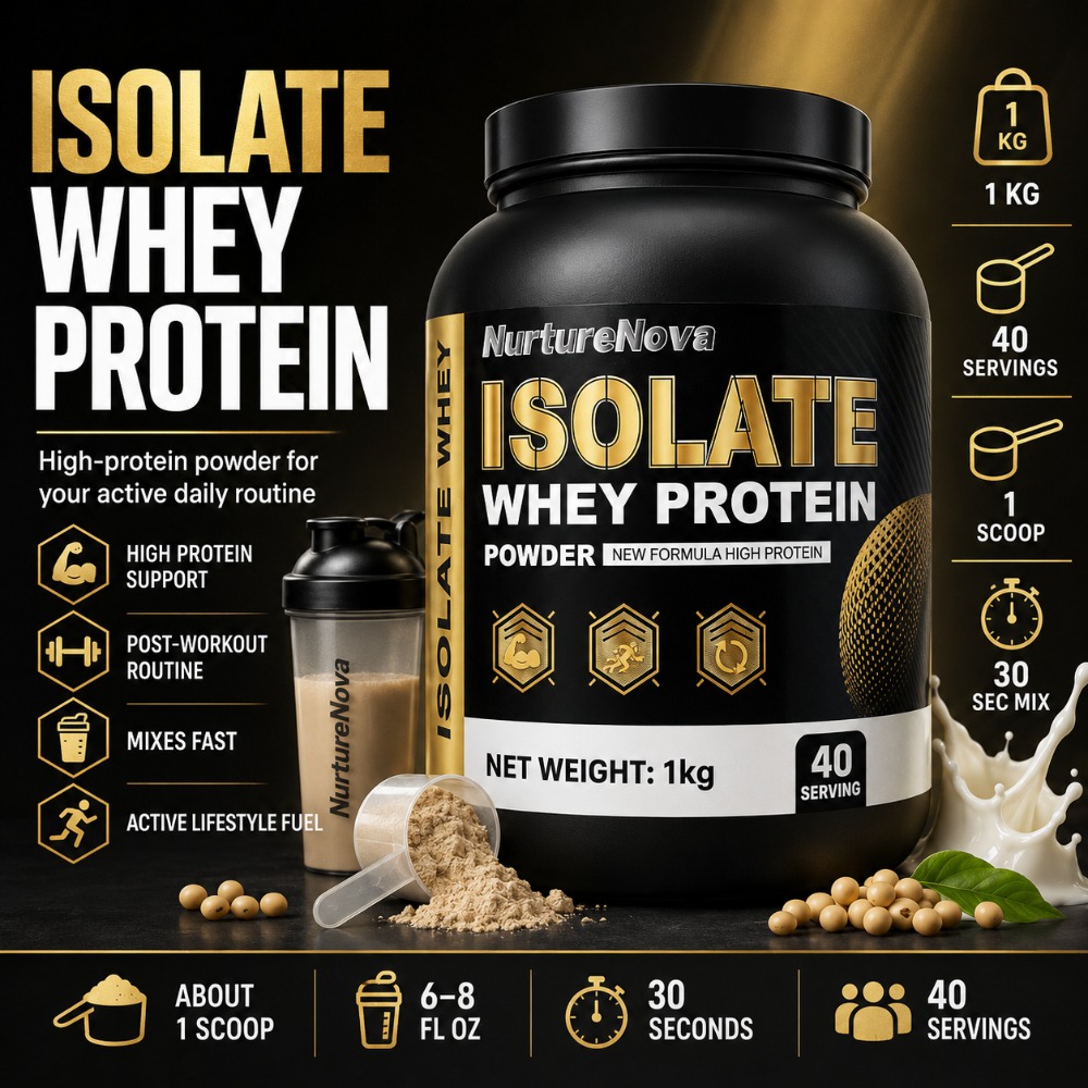 Fitness Nutrition Whey - ナーターノヴァ アイソレート ホエイプロテインパウダー 1kg、高栄養フィットネスドリンクミックス、40回分、ワークアウト＆デイリーサポートフォーミュラ