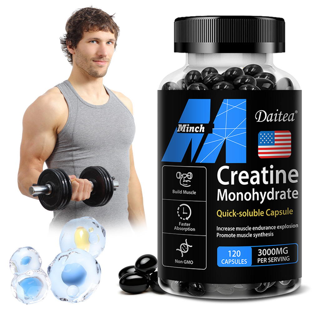 Creatine Monohydrate Powder - 筋肉量の増加とパフォーマンス向上のためのクレアチン一水和物カプセル、ワークアウトの回復、マスゲイナー