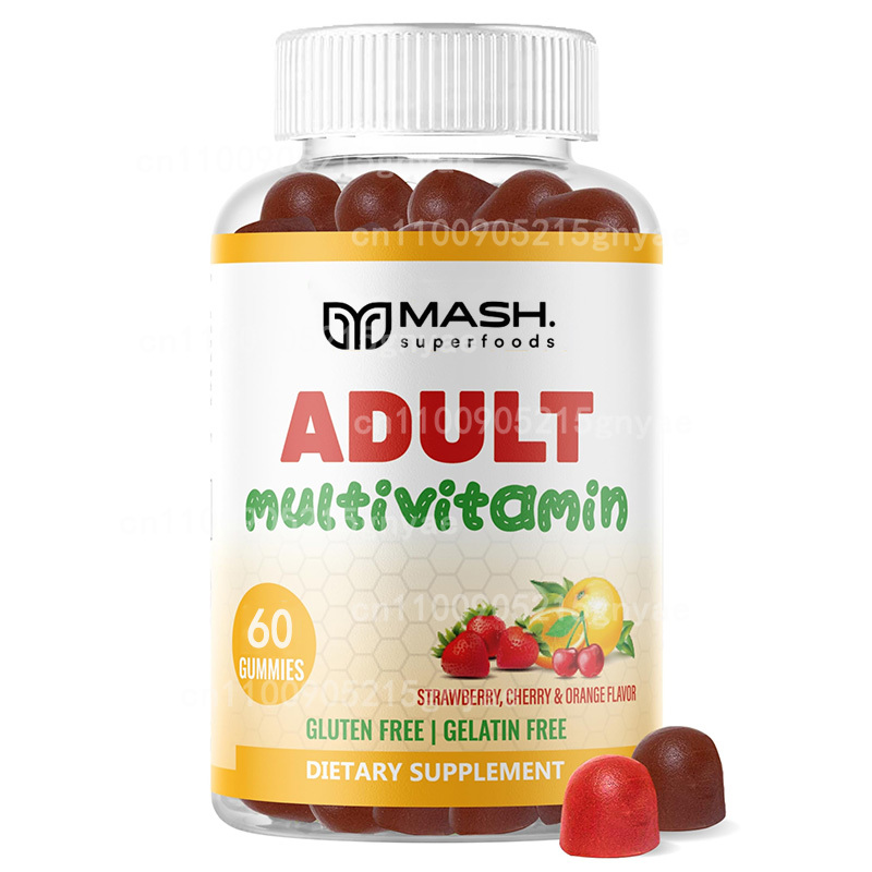 Multivitamin Gummy Adult - 大人用デイリーマルチビタミン グミ、鉄分、必須ビタミン含有、ビーガン、グルテンフリー、グミ 60 個