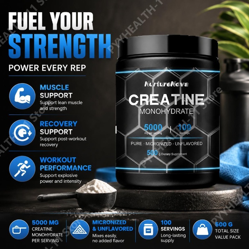 Creatine Monohydrate Powder - クレアチンモノハイドレートパウダー 筋肉サポート ワークアウトパフォーマンス回復用 500g