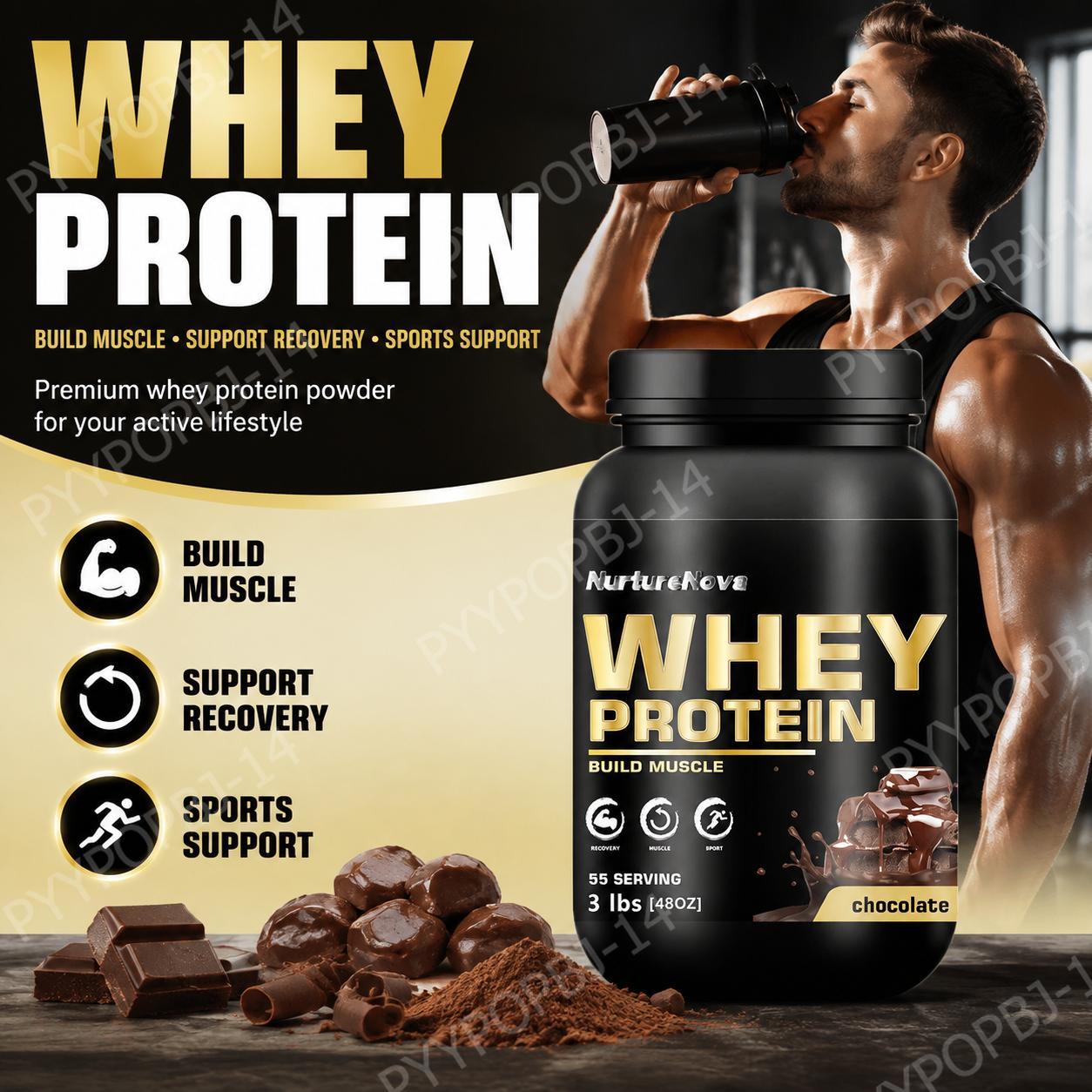 Fitness Nutrition Whey - ナーチャーティノーバ チョコレートホエイプロテインパウダー 30g 1回分 55回分入り 筋肉増強・回復サポート
