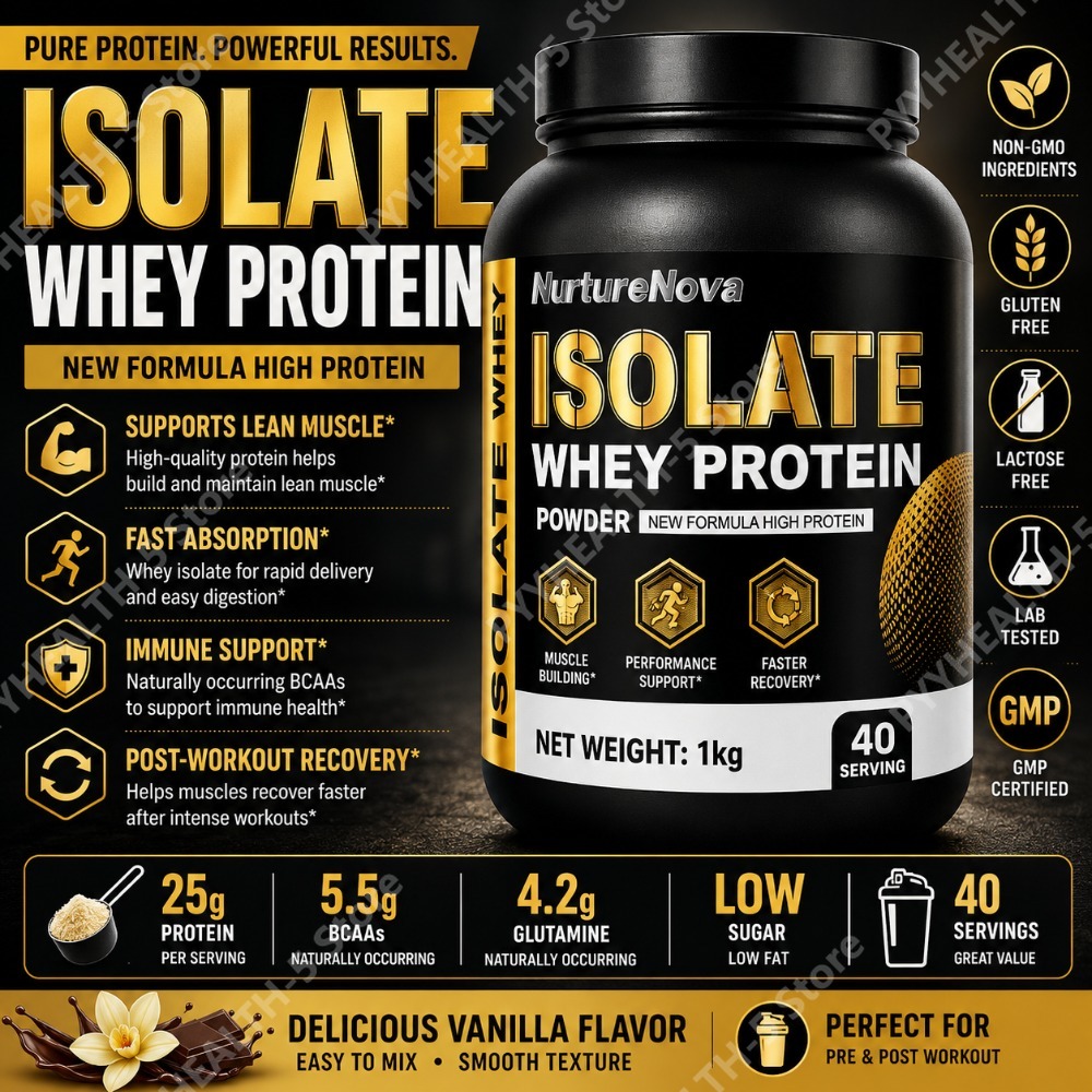 Fitness Nutrition Whey - アイソレートホエイプロテインパウダー 1kg 高タンパク質スポーツ栄養シェイク 速溶性、毎日のフィットネス栄養 40食分 バニラ風味
