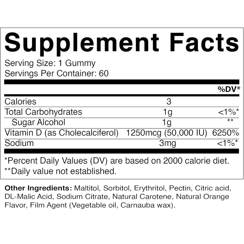 ビタミンD3 50000IU サッカリンフリー サプリメント - Multivitamin Gummy Adult のレビューと価格