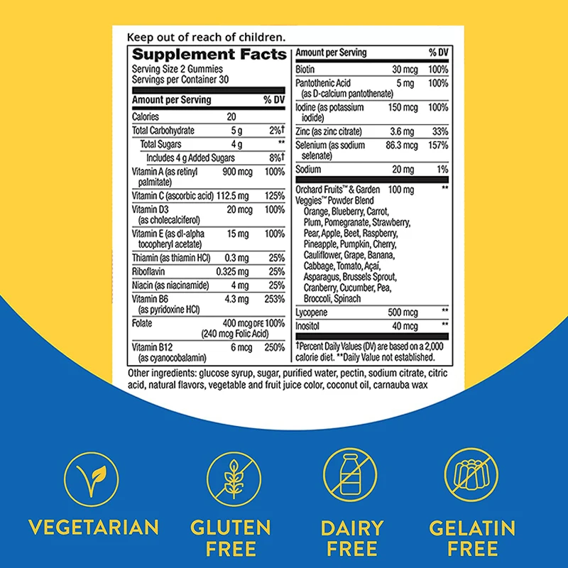 男性用マルチビタミン グミ - 筋肉の成長と強化を促進し、消 - Multivitamin Gummy Adult のレビューと価格
